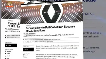 خبرگزاری بلومبرگ-شرکت رنو فرانسه بدلیل تحریمهای آمریکا ایران را ترک خواهد کرد