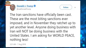 پیام ترامپ، تحریمها رسما اعمال شد و در نوامبر تشدید میشود-۱۶مرداد۹۷
