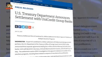 ایتالیا-جریمه یک میلیارد و سیصد میلیون دلاری گروه بانکی یونی کردیت به خاطر نقض تحریمها