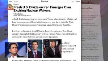 خبرگزاری بلومبرگ: ۶ سناتور ارشد آمریکا خواستار توقف همه ابعاد برنامه های اتمی رژیم ایران شدند