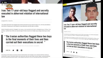 عفو بین الملل-رژیم ایران دو نوجوان را شلاق زده و مخفیانه اعدام کردند