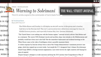 فرستادن ناوهواپیمابر هشداری به رژیم و پاسدار قاسم سلیمانی است