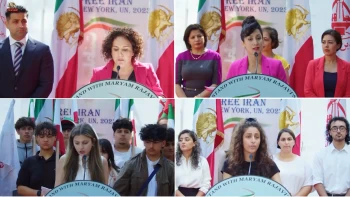 قسمت دیگری از تظاهرات در نیویورک علیه رئیسی جلاد همزمان با اجلاس مجمع عمومی ملل متحد