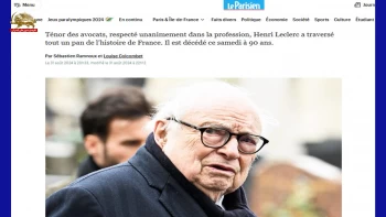 بازتاب روزنامه فرانسوی پاریزین درباره درگذشت هانری لوکلرک مدافع بزرگ حقوق بشر 