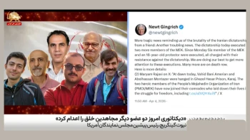 گینگریچ: شش عضو مجاهدین خلق و یک معترض ۱۸ ساله به جرم مقاومت در برابر دیکتاتوری اعدام شدند