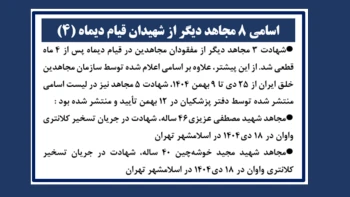 اسامی ۸ مجاهد دیگر از شهیدان قیام دیماه(۴)