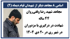 اسامی ۸ مجاهد دیگر از شهیدان قیام دیماه(۲)